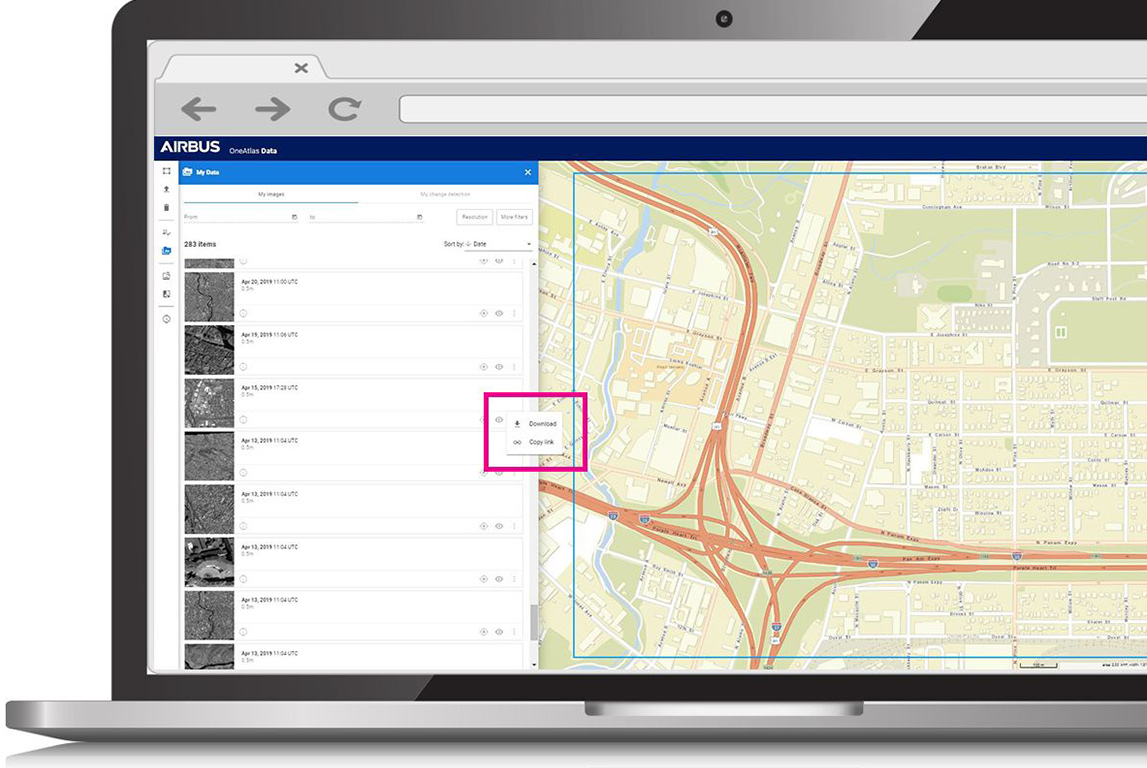 All ordered data is visible in the My Data tab of OneAtlas - Living Library case study All ordered data is visible in the My Data tab of OneAtlas - Living Library case study