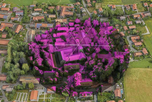 Representation of a signal’s propagation, shown on a high resolution 3D Map of Aying, near Munich
