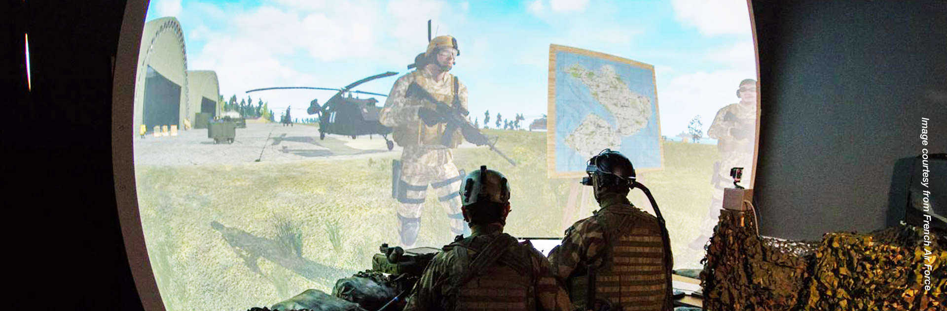 	Immersive training system in a realistic virtual environment.